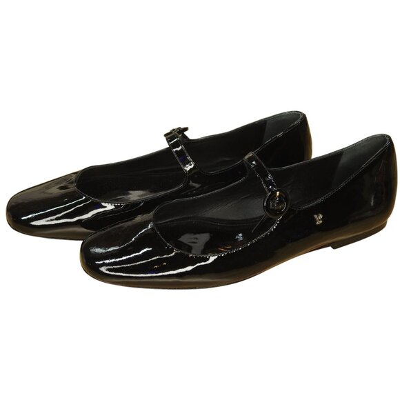 NEW Larroude Black Patent Leather Blair Mary Janes Ballet Flats Shoes Size 8 - Picture 1 of 9